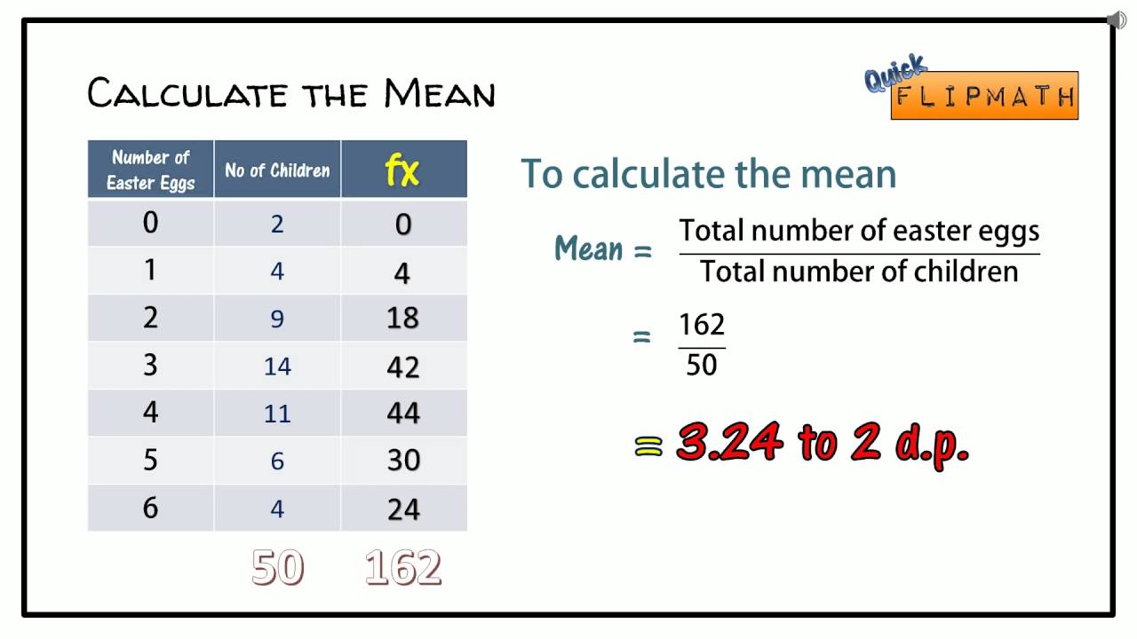 QuickFlip - Mean, Median, Mode and Range from a Table - YouTube