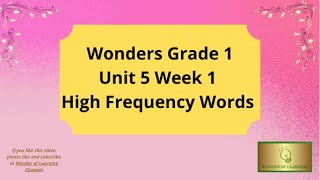 Wonders 1st Grade High Frequency Words Unit 5 Week 1