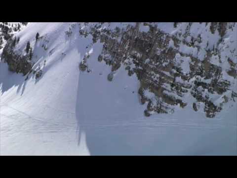 120 ft cliff drop powder skiing jackson hole backcountry