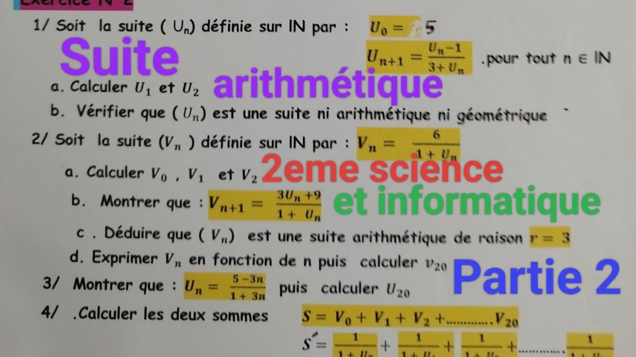 2eme science et informatique  Suite arithmétique partie 2