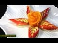 How To Make Orange Rose & Apple Leaf - Flower Carving Garnish & Turtorial