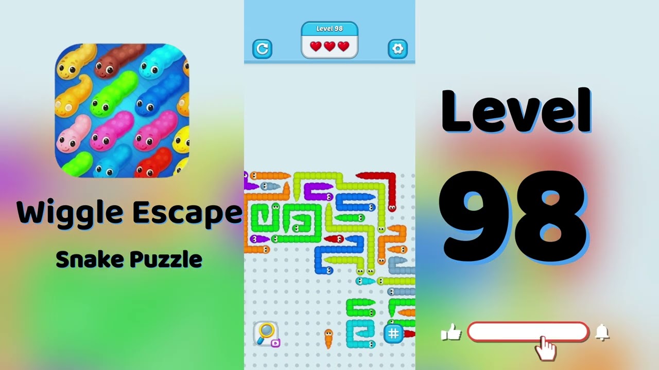🎮 Wiggle Escape Level 98 Walkthrough | Snake Puzzle Challenge 🐍 | SolutionGuruji