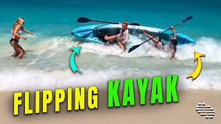 Kayak Flips over by the Shore Line