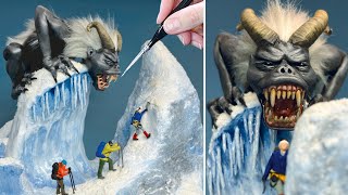 GIANT YETI Hunts Mountain Climbers, Diorama, Polymer Clay