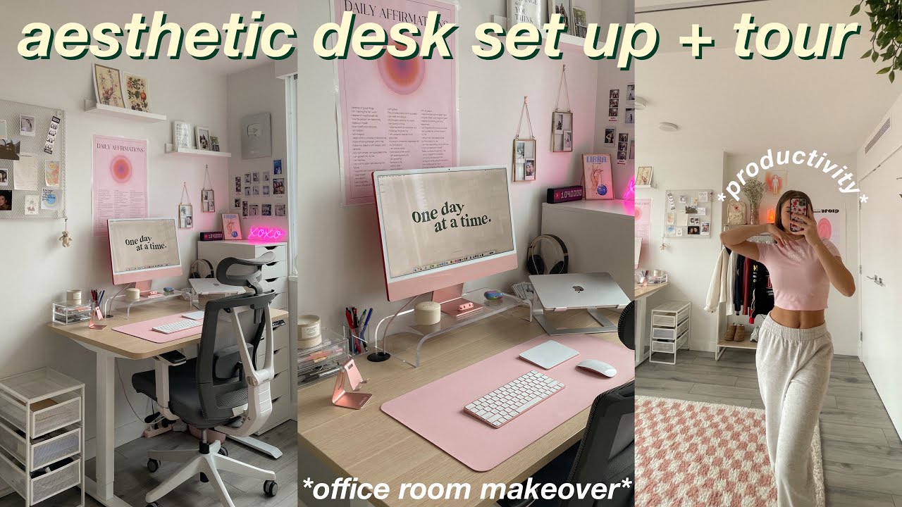 EXTREME OFFICE ROOM TRANSFORMATION +DESK TOUR! productive work set up &  imac unboxing *aesthetic af* - YouTube