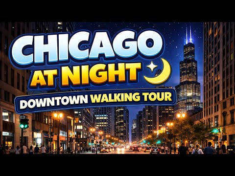 usa Chicago at Night Downtown Walking Tour Willis Tower Skydeck City Skyline Views Observation Deck.