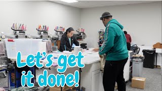 Vlogmas 11 | Busy Work Day With The Whole Team! Embroidery Business Vlog
