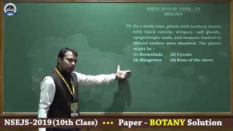 NSEJS - 2019 (10th Class) BOTANY Paper Solution