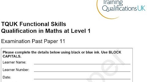 Functional Skills Maths L1 Examination Paper 11 TQUK