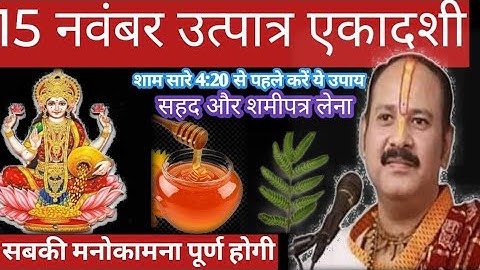 15 नवंबर उत्पत्र एकादशी के दिन शहद और सोनीपत्र वाला उपाय अवश्य करें ||pandit Pradeep Mishra ji