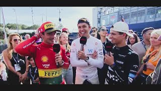 Lando Norris, Alex Albon and Charles Leclerc on their race at the post-race interview #italiangp