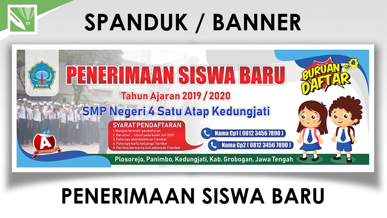 Desain Sendiri..!! SPANDUK PENERIMAAN SISWA BARU