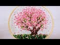 【刺繍花ステッチ】桜　　刺繍初心者　cherry Blossom embroidery 벚꽃자수 樱花刺绣　Hand embroidery　stitches　法绣 刺绣花 基础刺绣