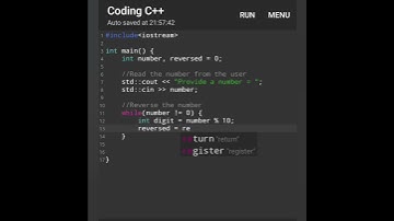 C++ program to Reverse the number | Mostly asked in placements | C++ coding. #coding#shorts