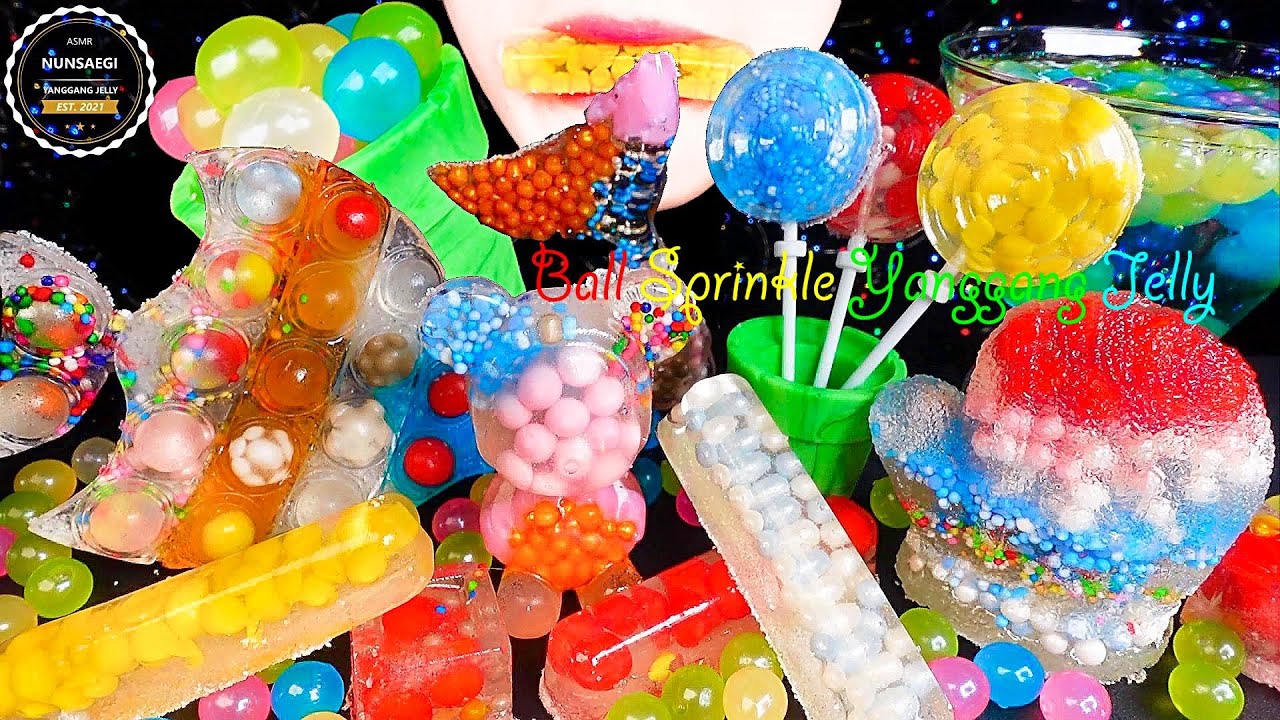 ASMR HOMEMADE BALL SPRINKLE YANGGANG JELLY MUKBANG 직접만든 볼 스프링클 양갱젤리 먹방 / Shorts Nunsaegi 쇼츠
