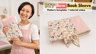 Free Pattern DIY Padded Bow Book Sleeve with Front Pocket | Easy Sewing Tutorial for Beginners