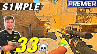 S1mple PREMIER easy 33 frags CS2 mirage game POV!