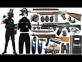 Special police weapon toy set unboxing, MP17 submachine gun,sniper rifle,tactical helmet,Colt M1991