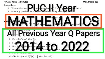 PUC II Year - Mathematics - All Previous Year Question Papers