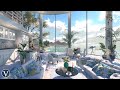Ocean view apartment  day  sunset ambience  beach waves  tropical nature sounds