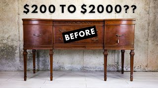 Extreme Buffet Makeover w Metallic Raised Stencil