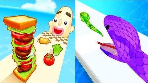 Max Level Sandwich Runner 3D Vs Snake Run Race 3D 🎇🎁❌ All-New Max Update Mobile Gameplay