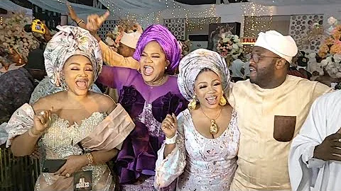 FEMI ADEBAYO, TOYIN ABRAHAM, MERCY AIGBE AND HUSBAND D'OWNER AT FAITHIA BALOGUN BIRTHDAY PARTY