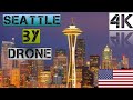 Downtown Seattle Washington United States Drone View 4k