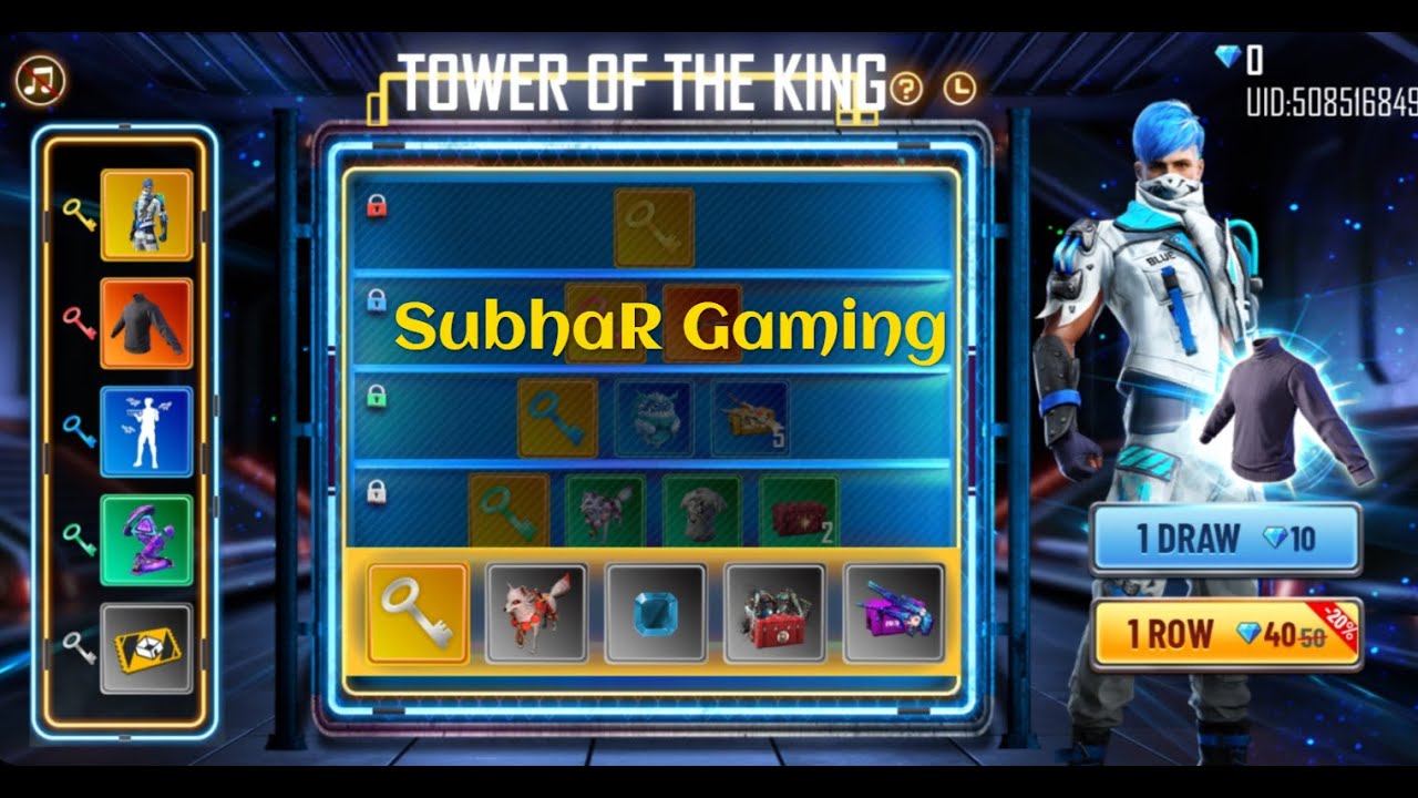 TOWER OF THE KING EVENT FREE FIRE BLACK TSHIRT & BLUE WAVE BUNDLE FREE FIRE TOKEN TOWER