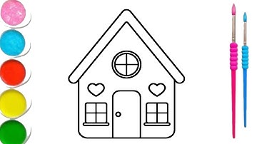 house drawing for kids with colour / house shapes drawing / drawing for kids