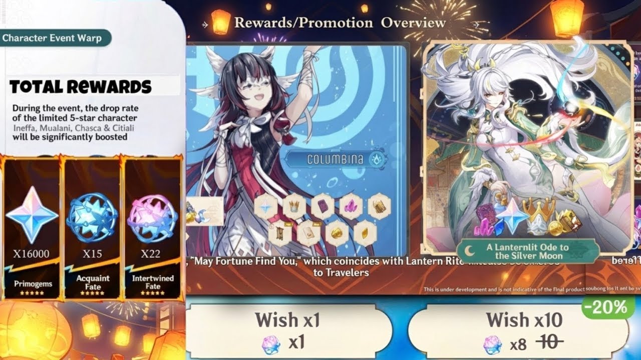 ATTENTION F2P!! PRIMOGEM REWARDS IN 6.3 For Columbina And Zibai – Genshin Impact