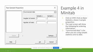 Example 4 for Two Proportion Tests Profile