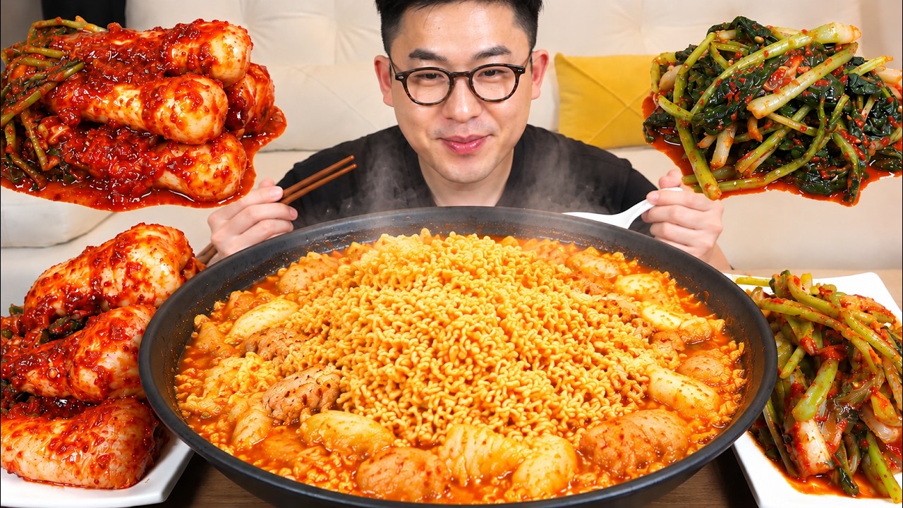 수제비듬뿍 넣은 🔥열라면에 엄니표 열무김치 총각김치 먹방 MUKBANG
