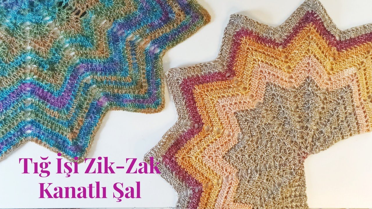 Tığ İşi Zik-Zak Kanatlı Şal Yapımı