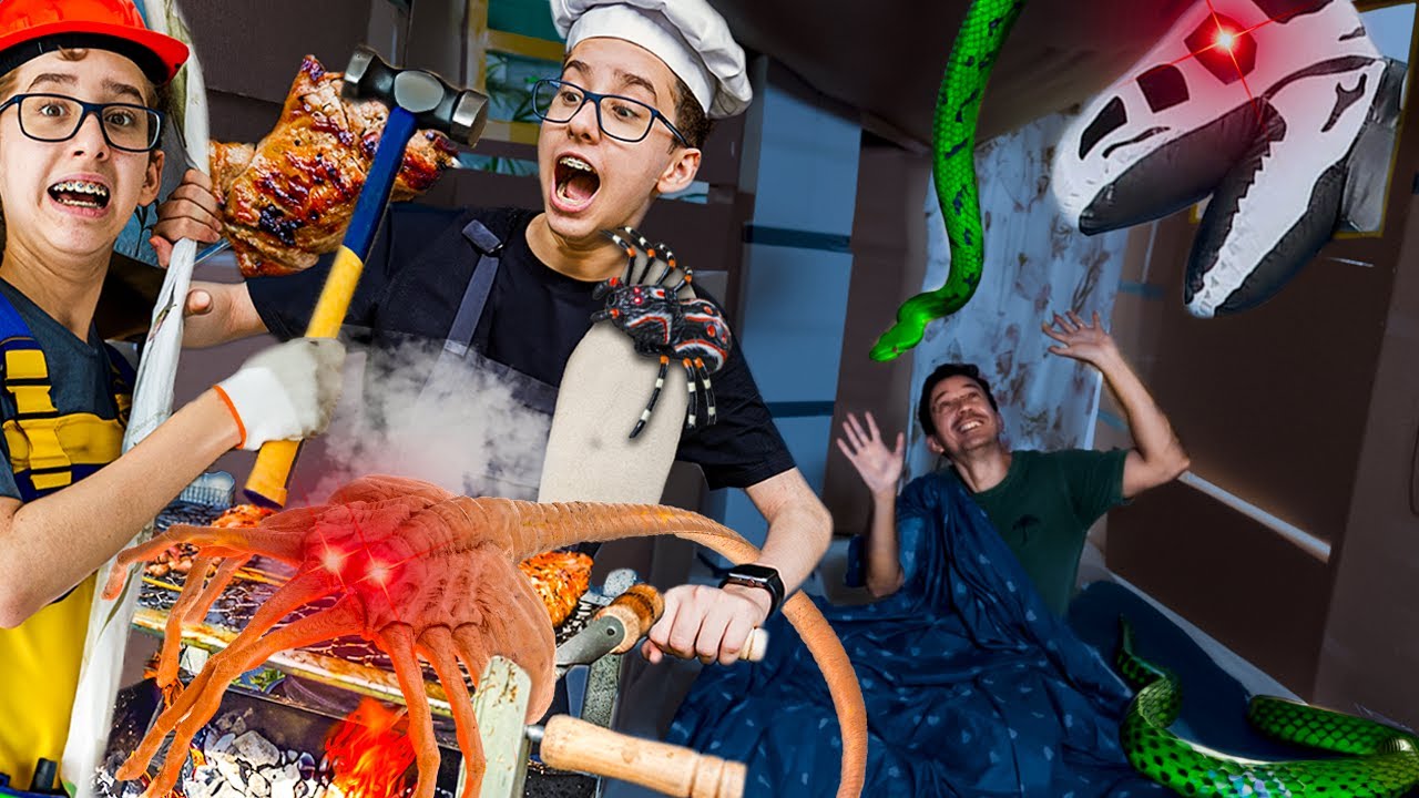 CONSTRUI MANSÃO GIGANTE de PAPELÃO 📦 PASSAMOS A NOITE (SOBREVIVEMOS?) - Filme Completo