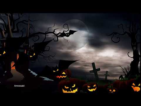 Flying bats with halloween background
