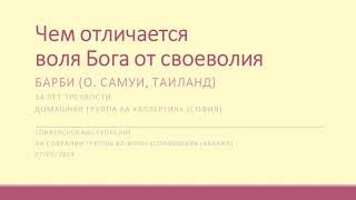 Чем отличается воля Бога от своеволия? Барби (Таиланд) Спикер на собрании группы Ал-Анон "Солнышки"