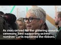 Stars wear blue ribbons on Baftas red carpet in solidarity with refugees