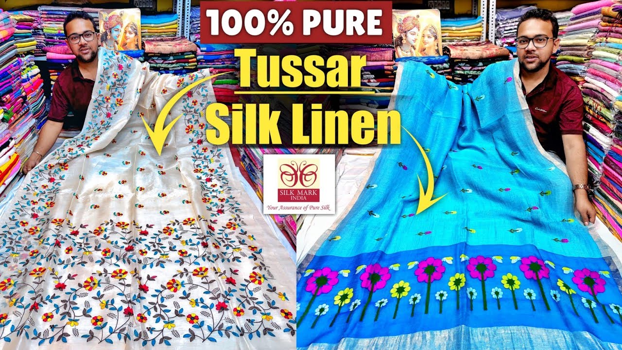 Pure Silk Linen Jamdani / Pure Matka Silk / 100% Pure Desi Tussar / Original Maslin Paithani Saree 🔥