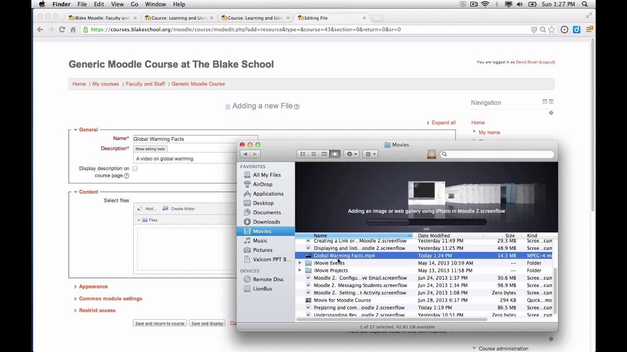 Adding a video or movie file to Moodle 2 - YouTube