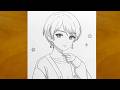 Drawing Cute Anime Girl With Short Hair | Aesthetic Pencil Sketch Shading & Line Art Process