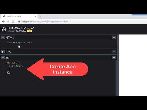 VueJS CodePen Hello World Project VUE001