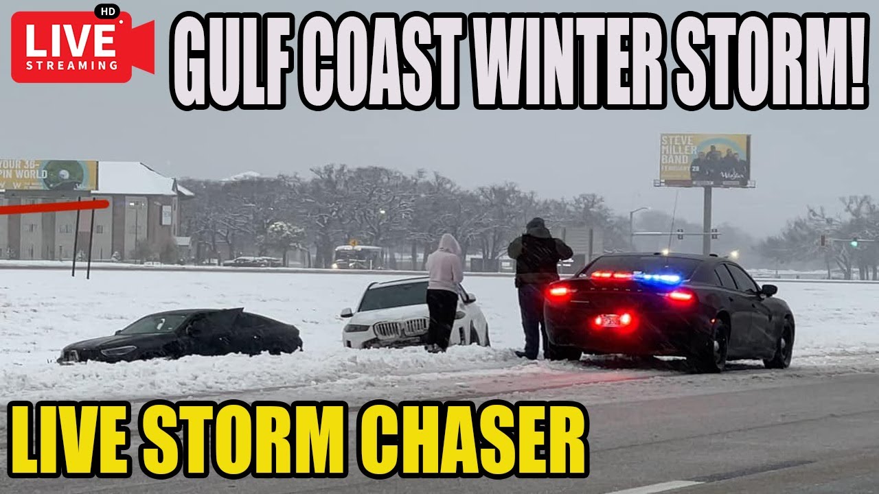 1/21/25 GULF COAST WINTER STORM - LIVE STORM CHASER - YouTube