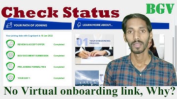 Check Status, No Virtual onboarding link, Why? | Cognizant BGV status