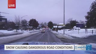Stormtracker: Snow causing dangerous road conditions across Spokane