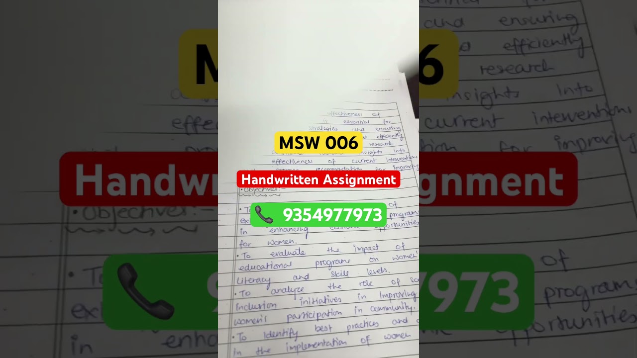 MSW 006 Handwritten Assignment 2025 