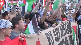 Protesters make their way through Brooklyn, demanding cease-fire