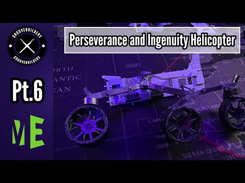 MetalEarth Aviation: MARS PERSEVERANCE & INGENUITY HELICOPTER, Rover: 9x12. 5x7.5cm & Hélicoptère: 3.3x2.6x2cm, maquette 3D en métal avec 4,5 feuilles, sur carte 12x17cm, 14+ - Jeux de construction