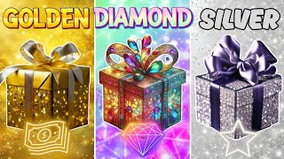Choose your gift box 🎁🌟 ||Gold, Diamond vs Silver edition 🌟💎🤍 ||3 gift box challenge 😜 #giftbox
