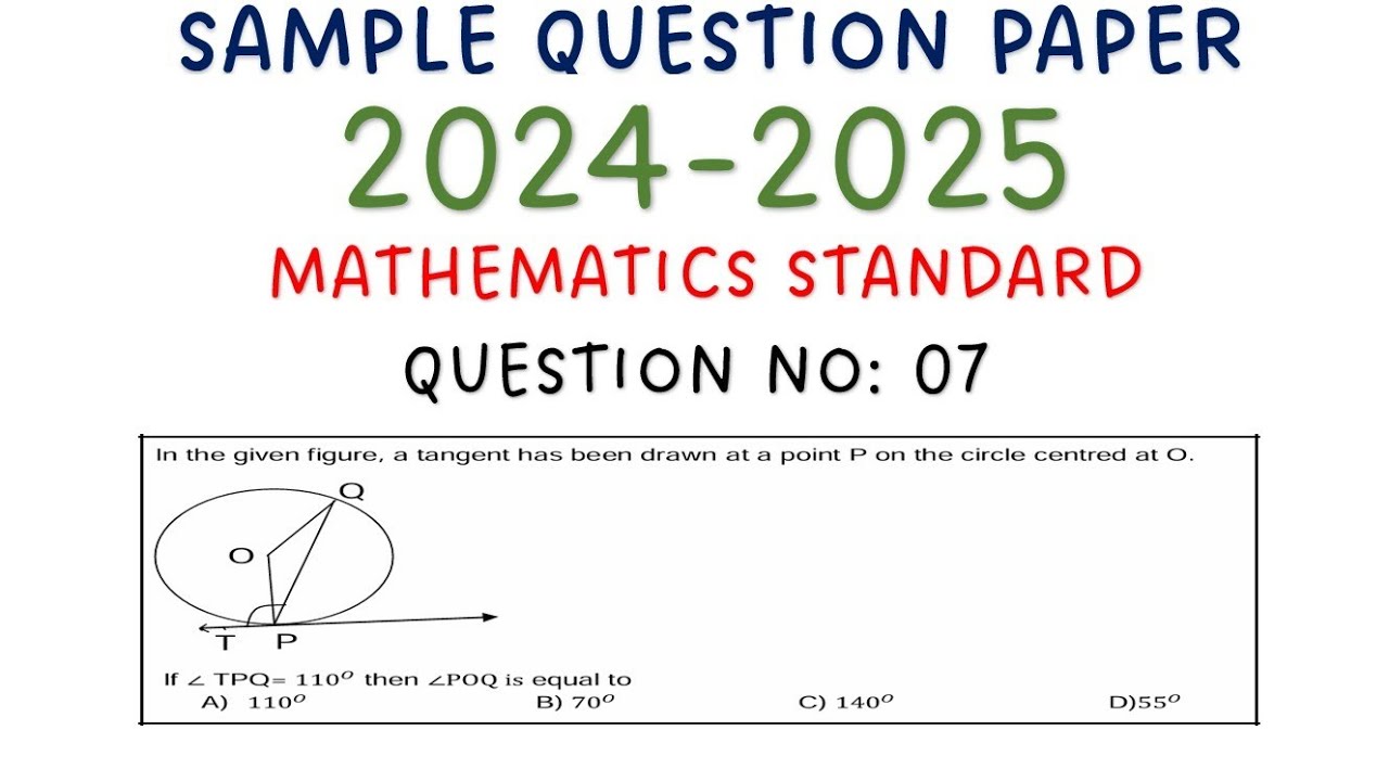 Q.No:07 Class 10 CBSE SAMPLE PAPER 2024-2025 Mathematics (Standard ...